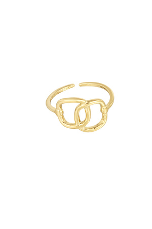 Ring verbonden vierkantjes - goud h5 