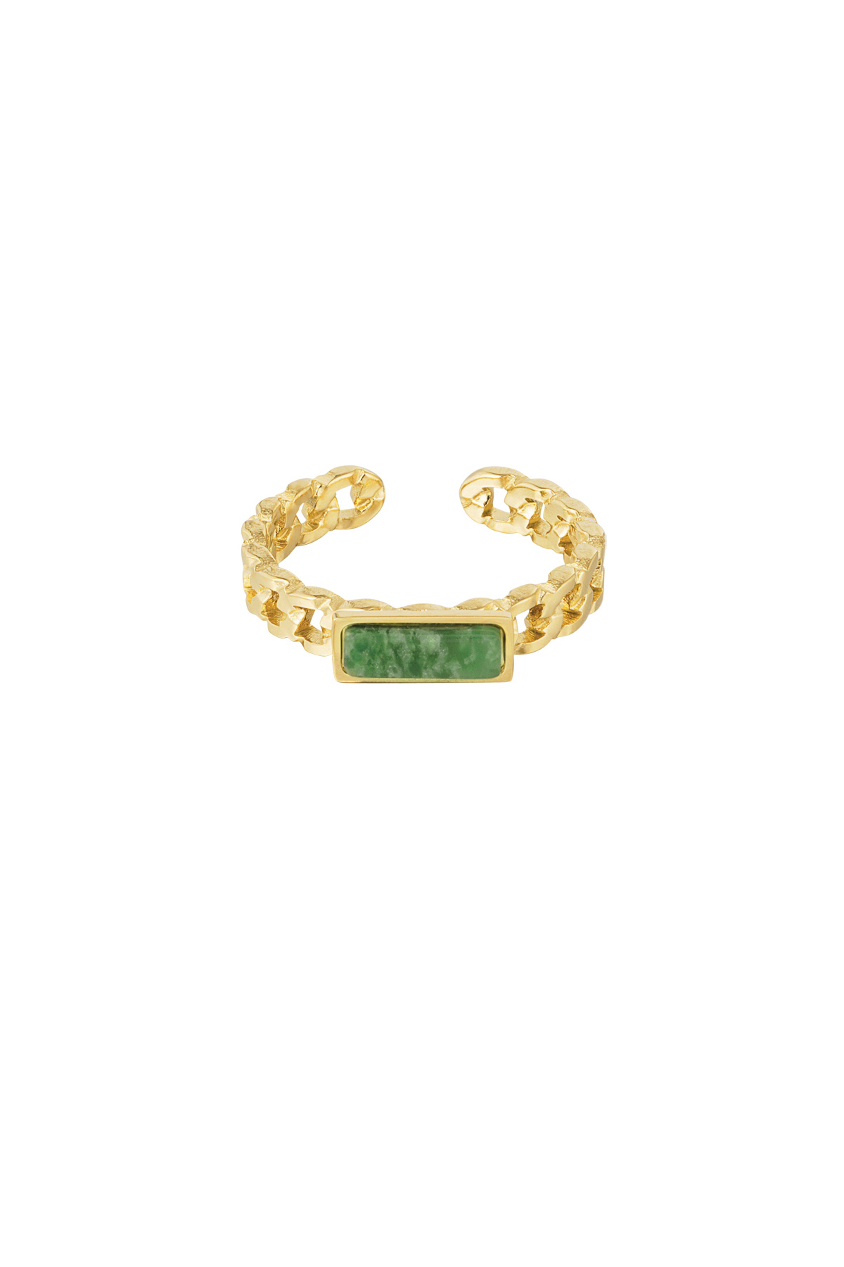 Ring links thin stone - gold/green