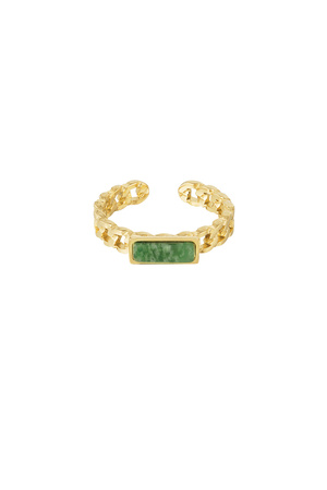 Ring links thin stone - gold/green h5 