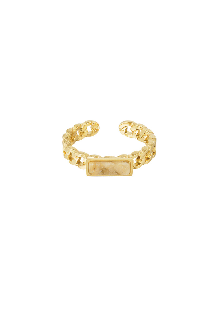 Ring links thin stone - gold/beige 