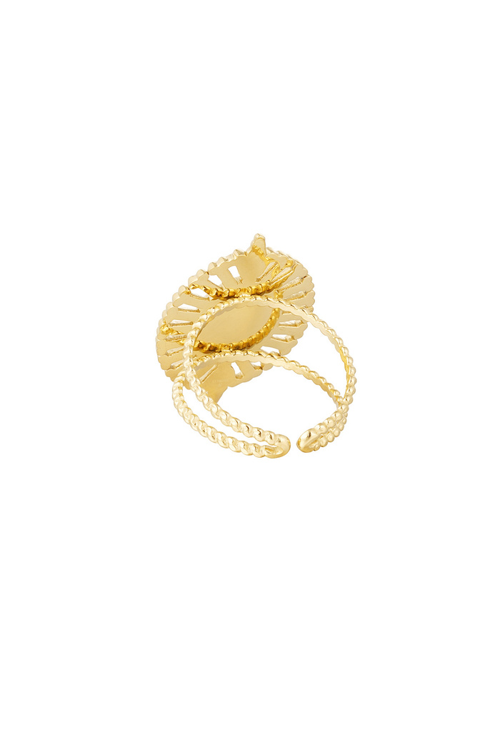 Ring waaier met steen -  roze goud Afbeelding4