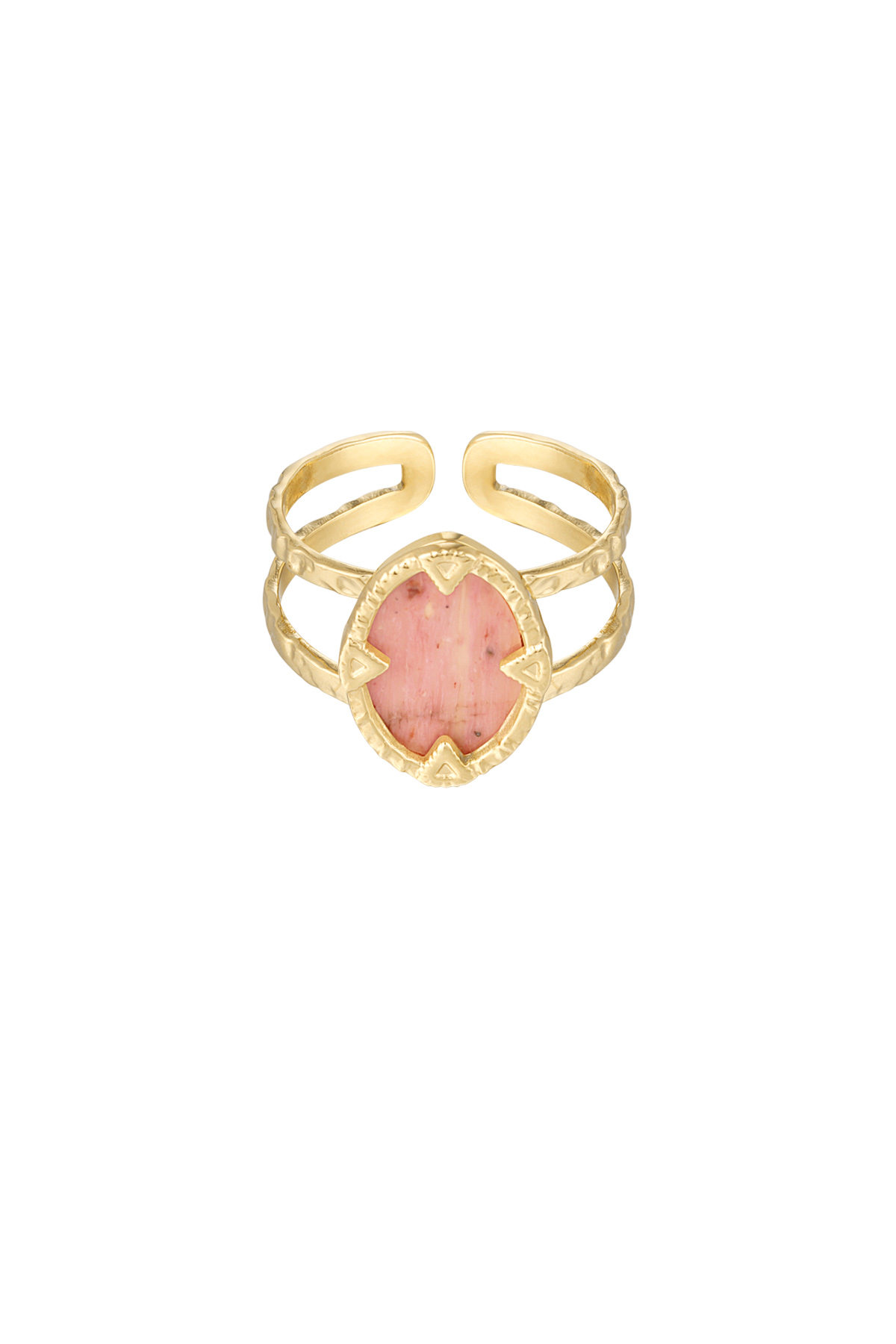 Ring with stone - gold/pink