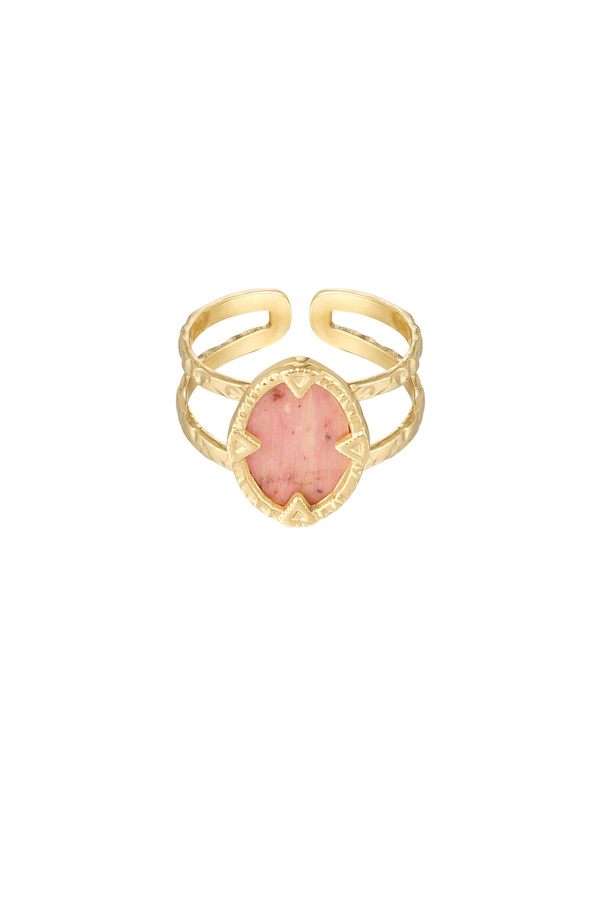Ring met steen - goud/roze