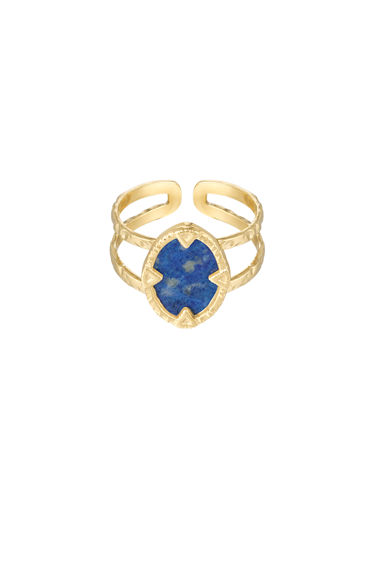 Ring mit Stein - Gold/Blau
