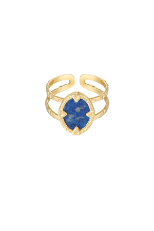 Ring met steen - goud/blauw h5 