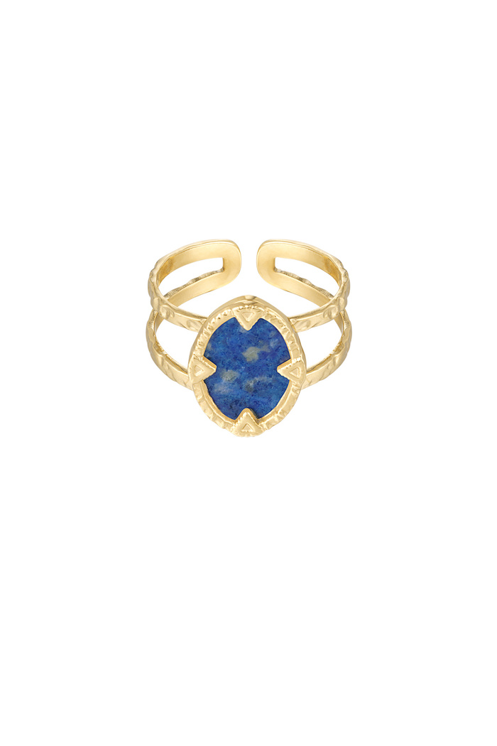 Ring met steen - goud/blauw 