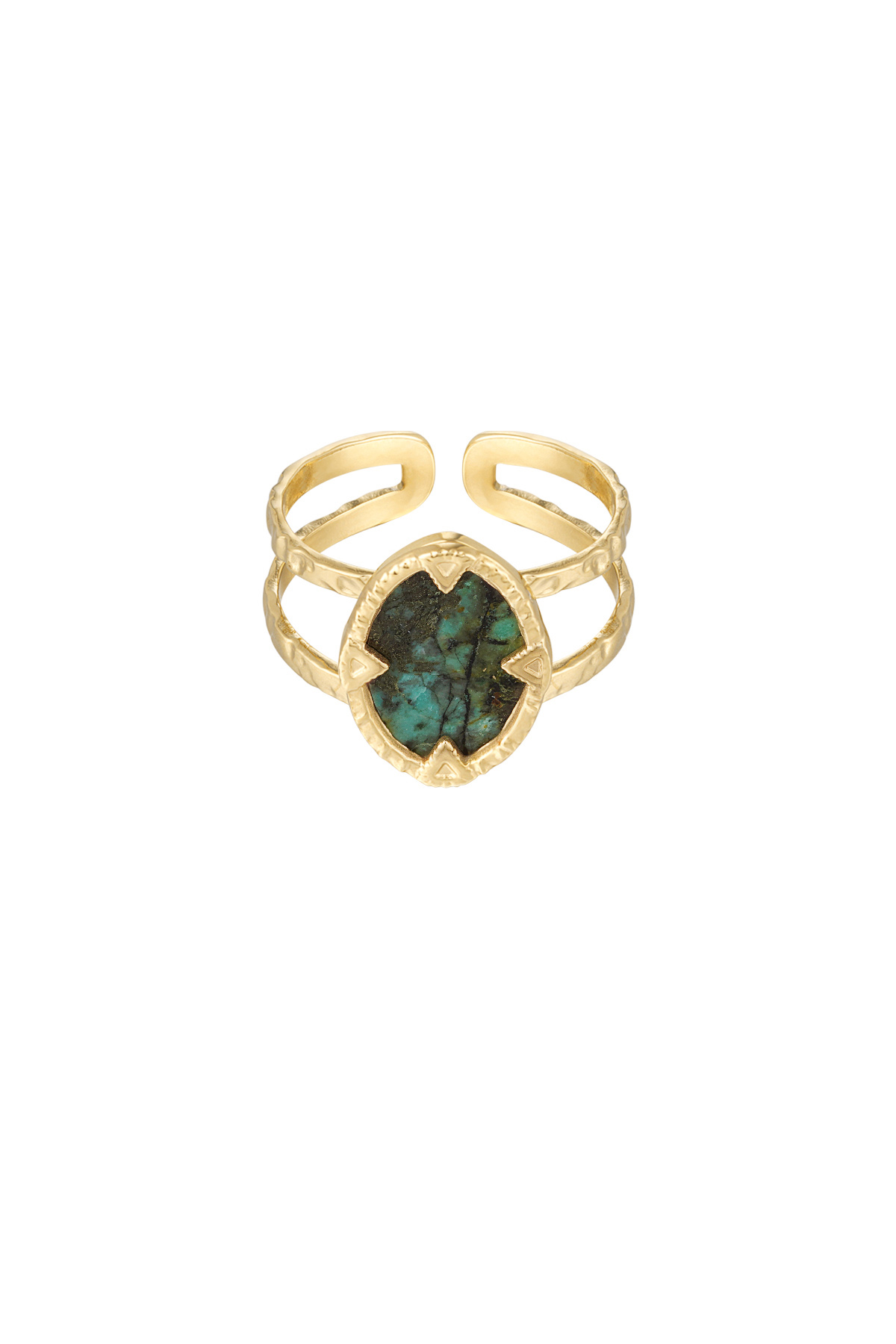 Ring met steen - goud/groen