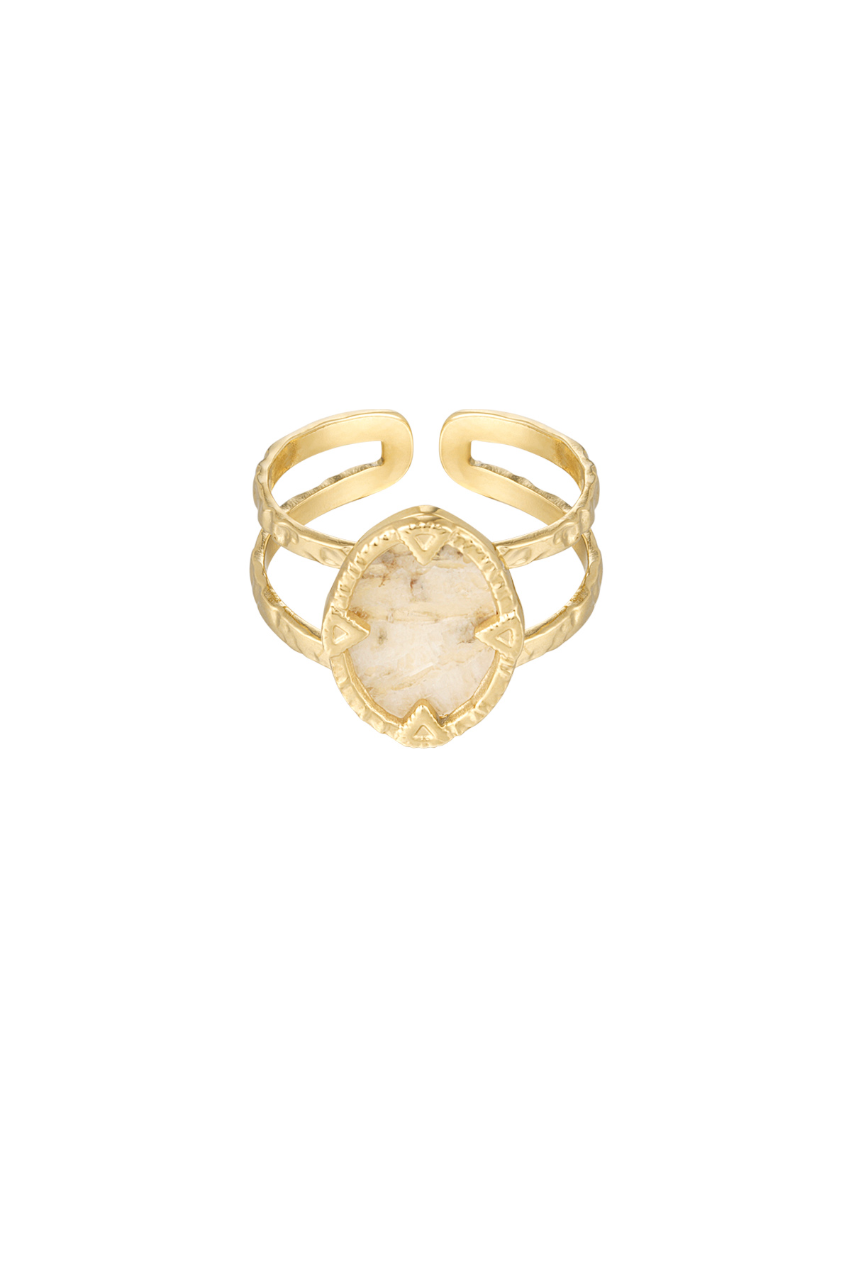 Ring met steen - goud/beige