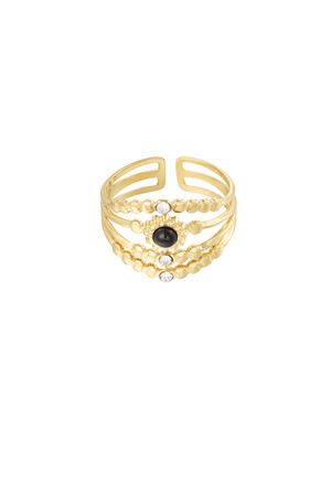 Ring four-layer with stones - gold/black/white h5 