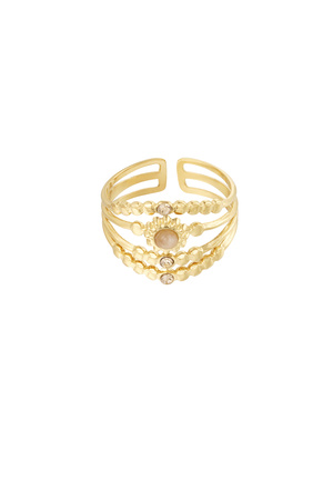 Ring four-layer with stones - gold/beige h5 