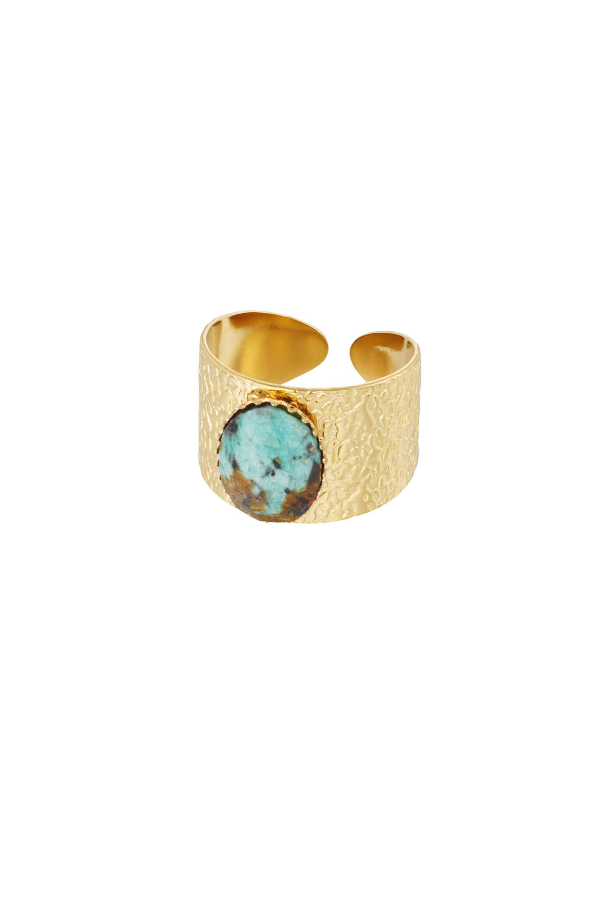 Robuuste ring met steen - groen goud h5 