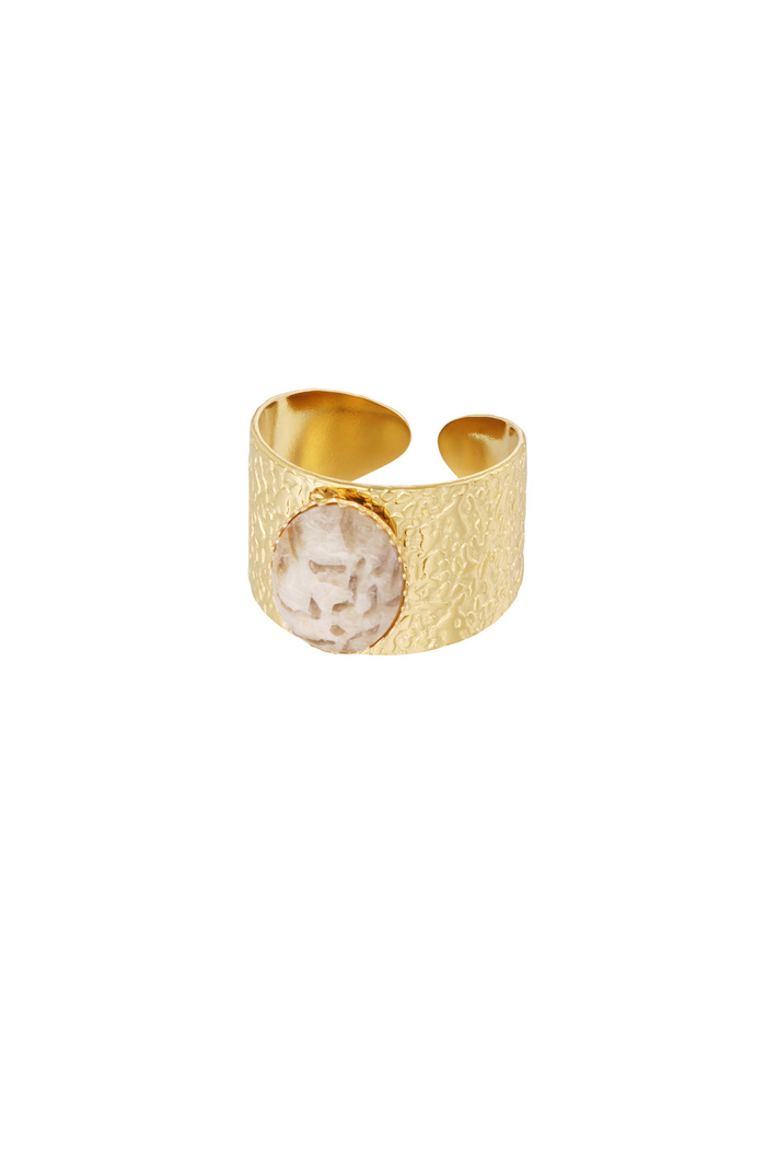 Robuster Ring mit Stein - Beigegold 