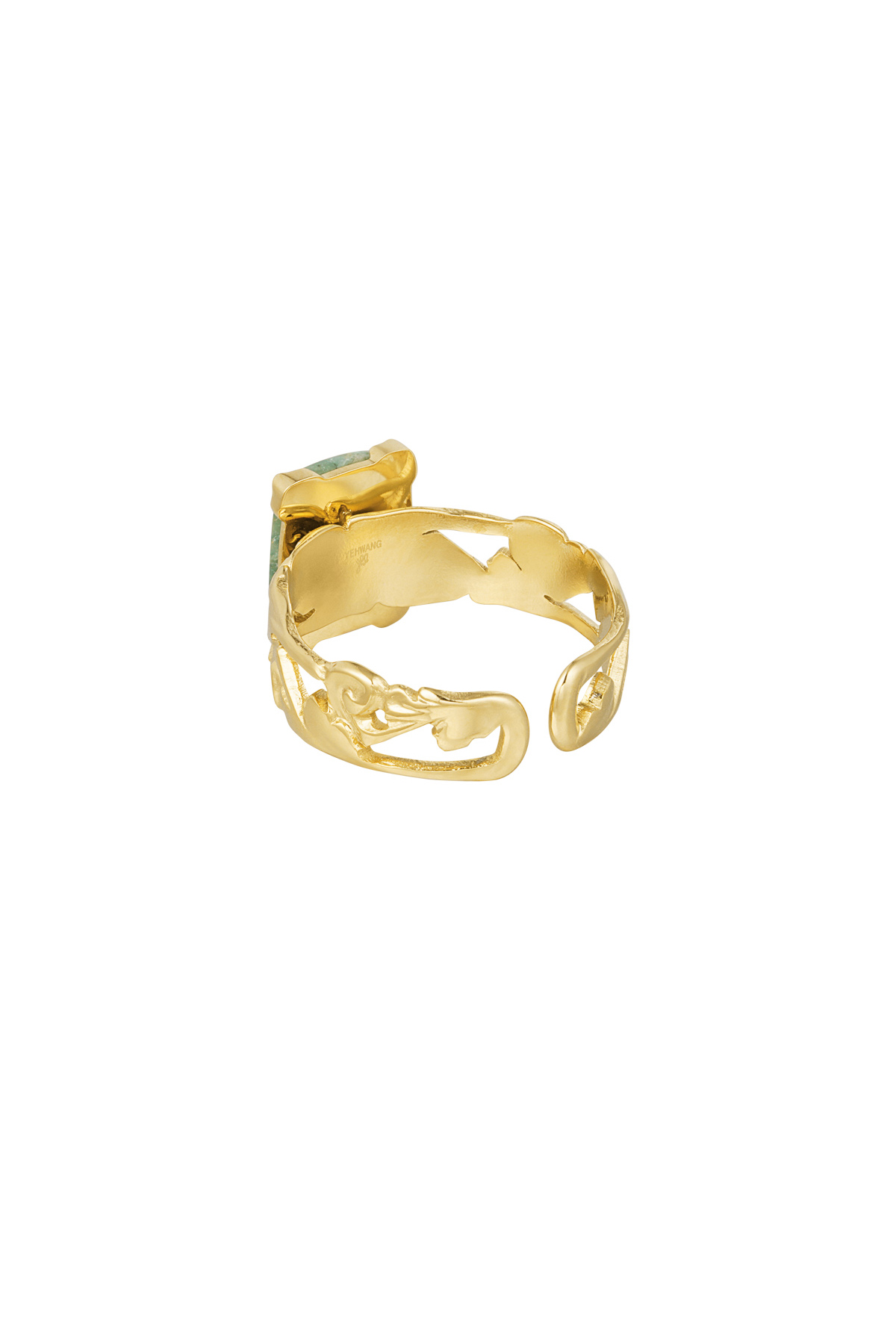 Ring elegant rectangular stone - gold/green h5 Picture4