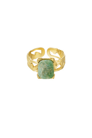 Ring eleganter rechteckiger Stein - Gold/Grün h5 