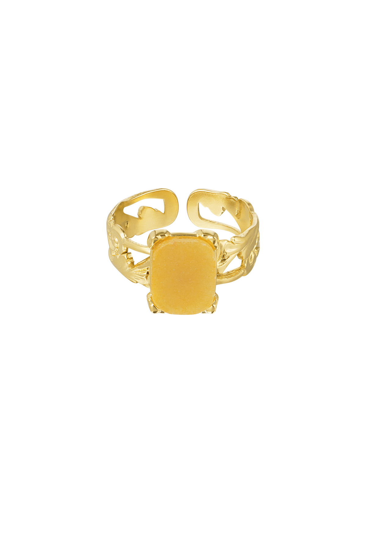 Anello elegante pietra rettangolare - oro/arancio h5 