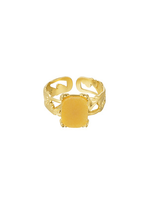 Ring elegant rectangular stone - gold/orange h5 