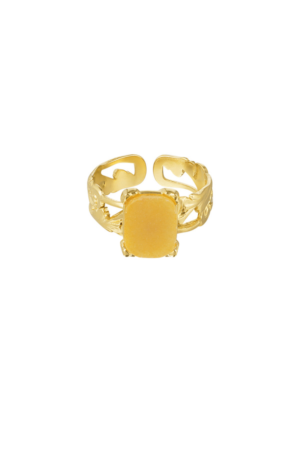 Ring eleganter rechteckiger Stein - Gold/Orange