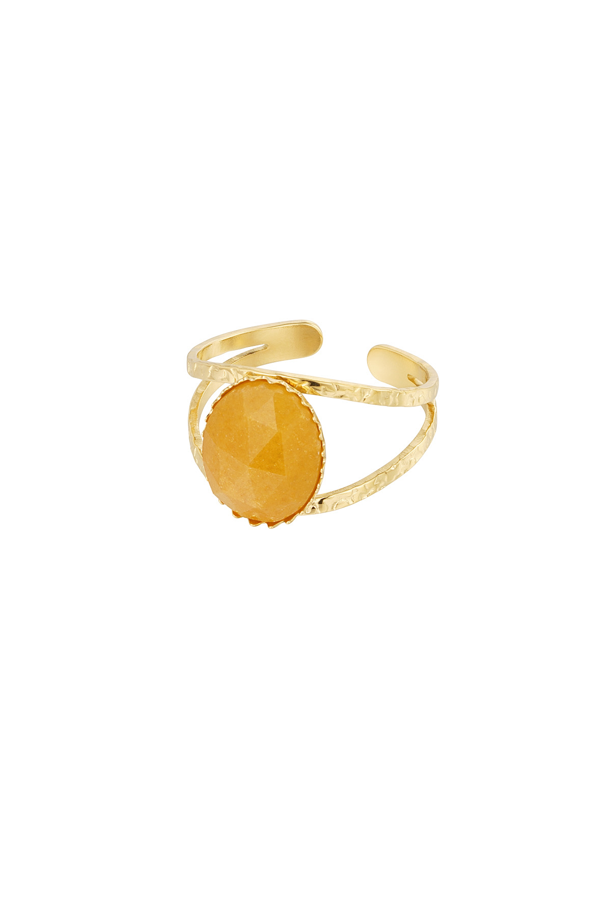 Robust open ring with stone - Gold color