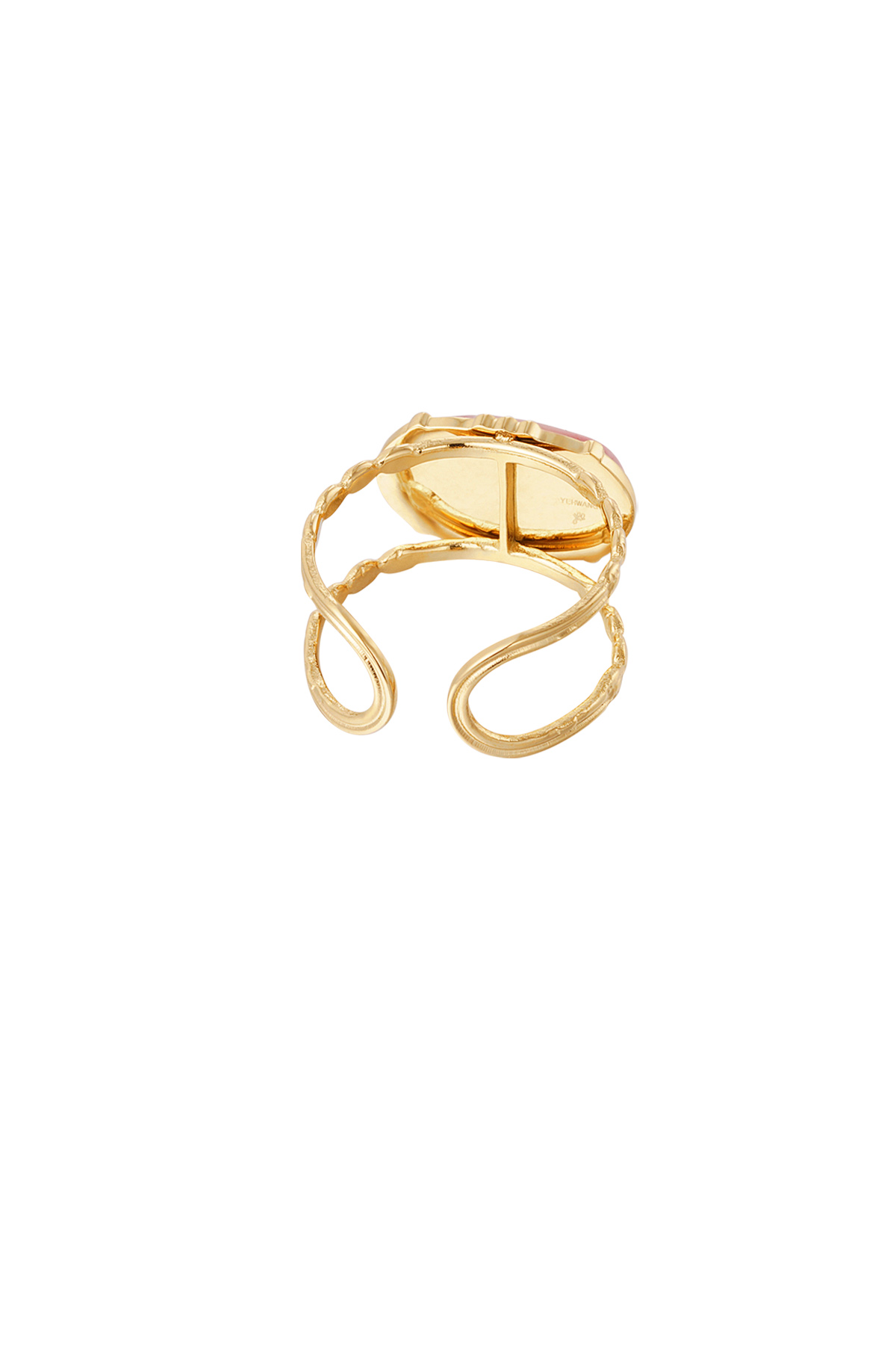 Ring klassiek langwerpige steen - goud/roze Afbeelding3