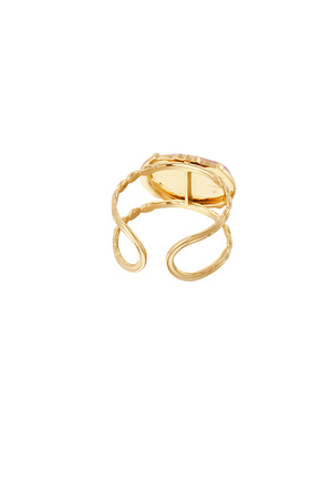 Ring klassiek langwerpige steen - goud/wit h5 Afbeelding3