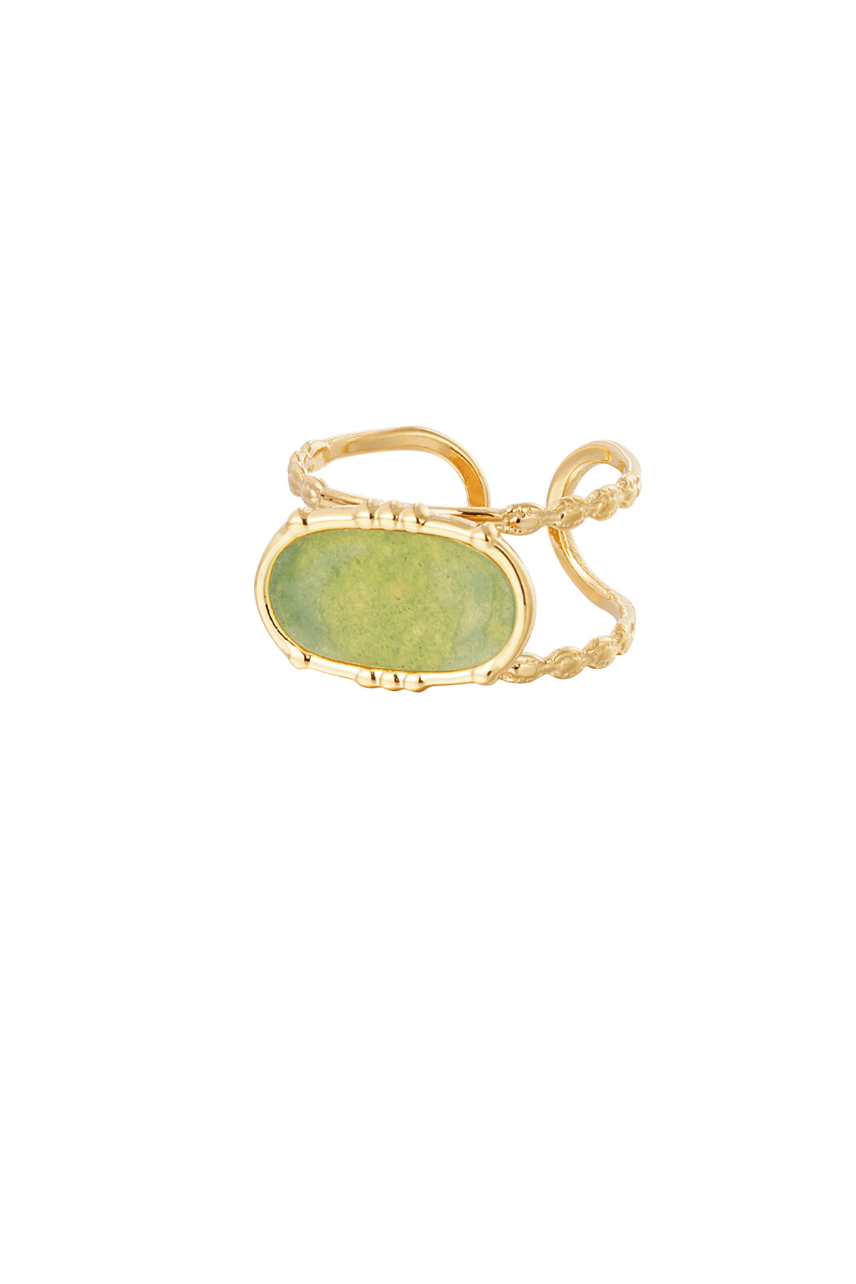 Ring classic elongated stone - gold/light green h5 