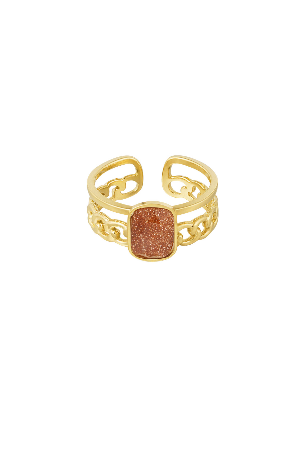 Elegante anillo con piedra - oro/rojo