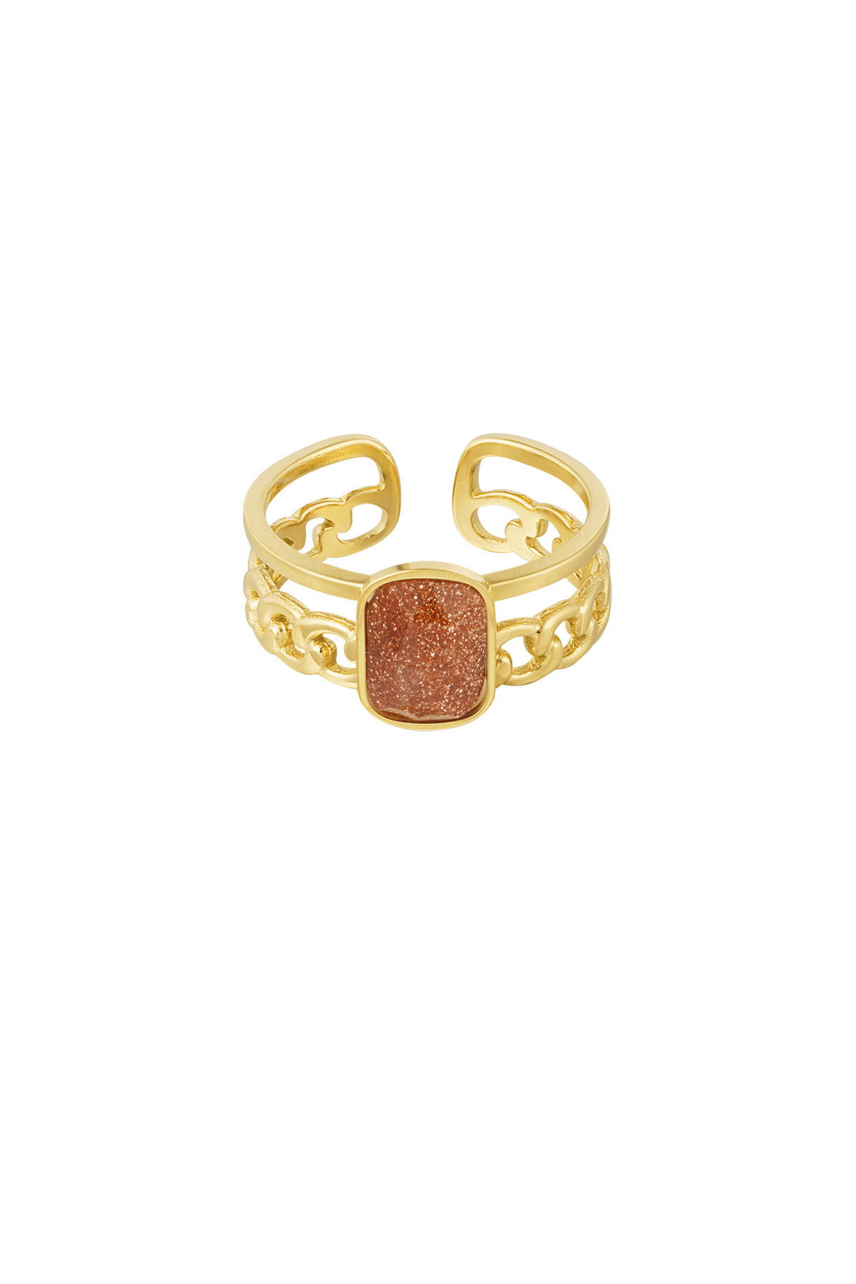 Elegant ring with stone - Gold color/red 2