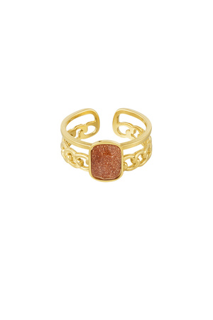 Elegante anillo con piedra - oro/rojo h5 