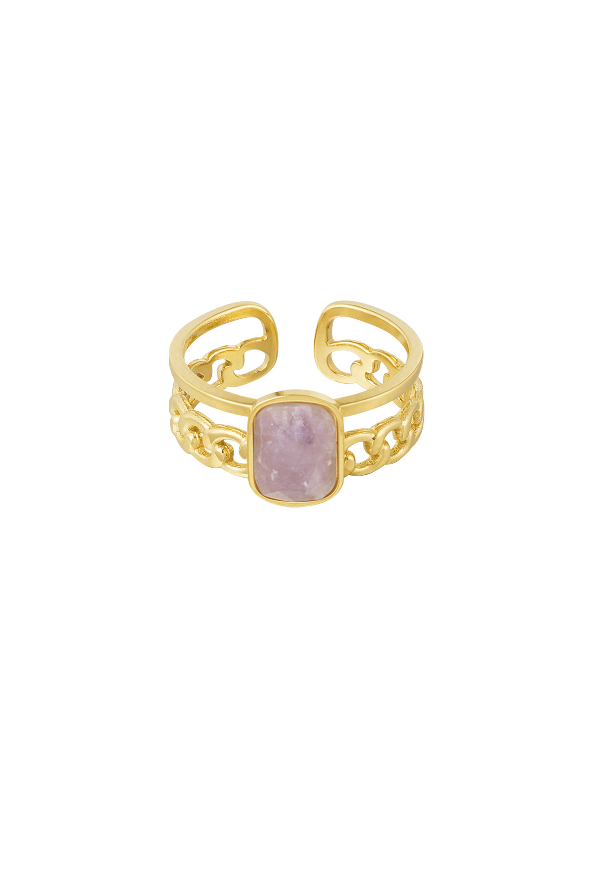 Elegant ring with stone - Gold color/purple 2