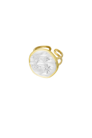 Ring rond met sterretjes - zilver/goud h5 