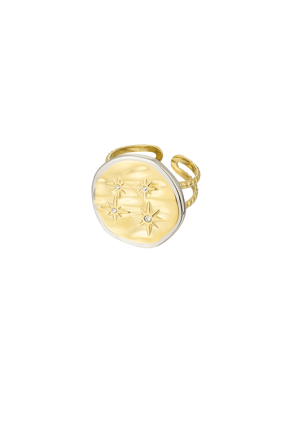 Anillo redondo con estrellas - Color dorado/plata