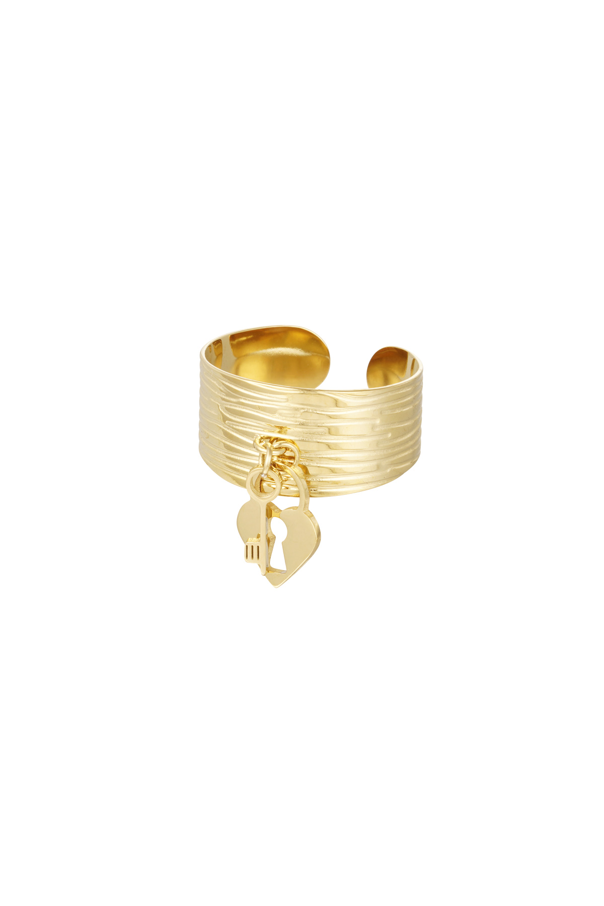 Ring lock and key - Gold color 2