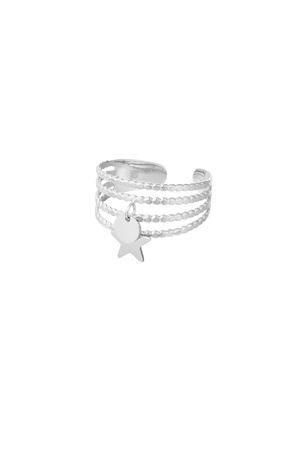 Ring stripes with charms - silver h5 