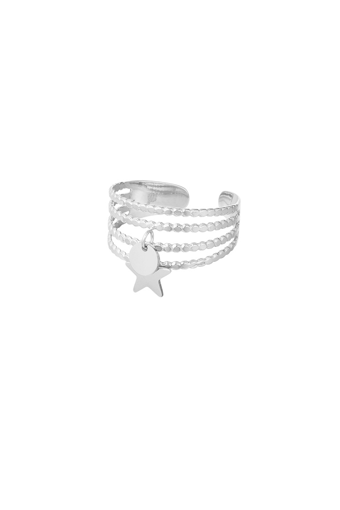 Ring stripes with charms - silver 