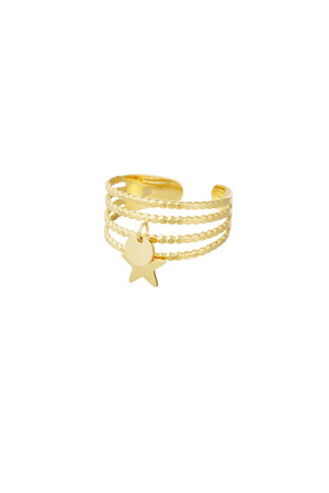 Ring stripes with charms - gold h5 