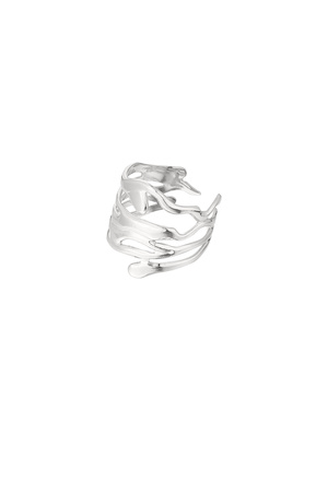 Ring aesthetic leaves - silver h5 