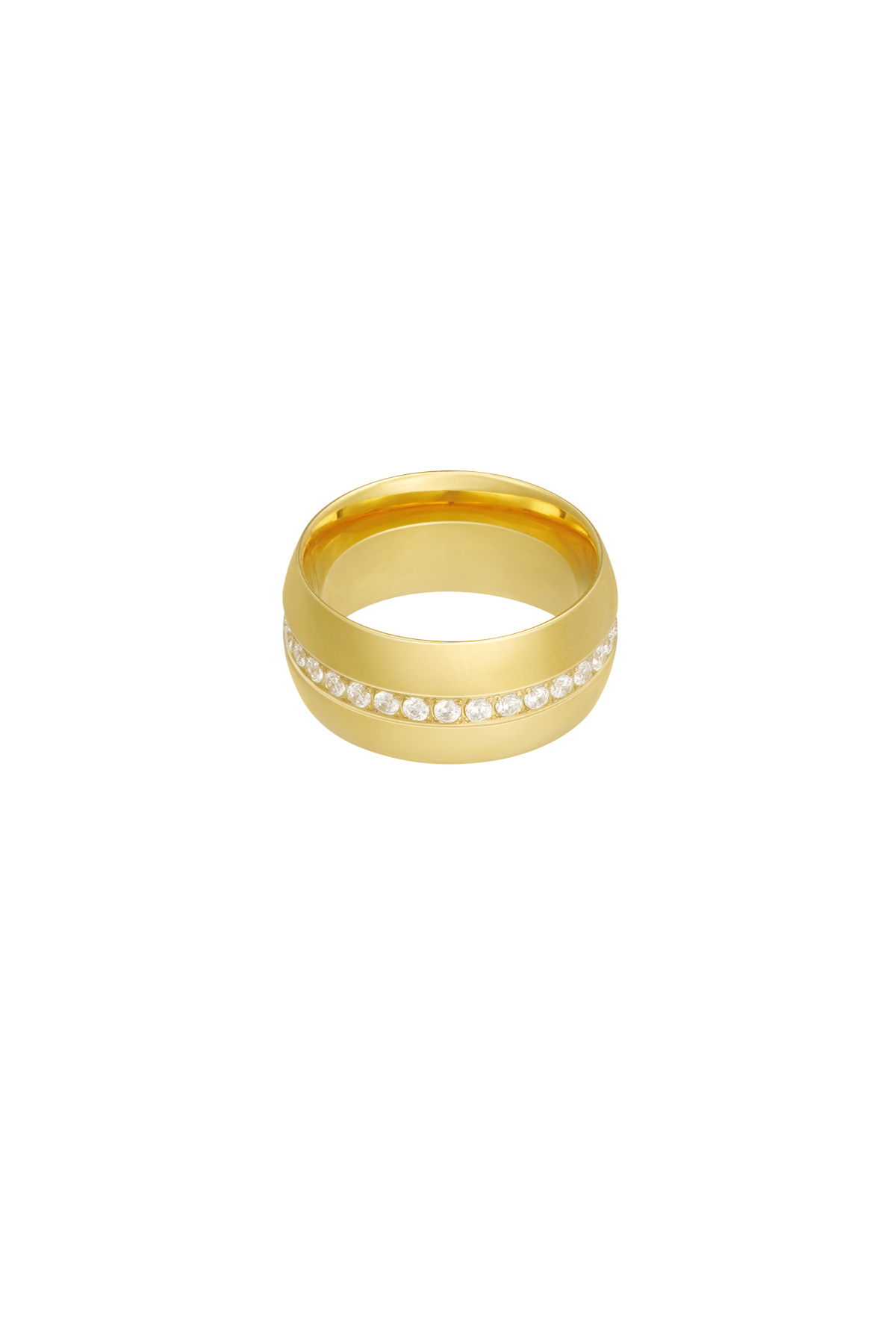 Ring breed met steentjes - goud