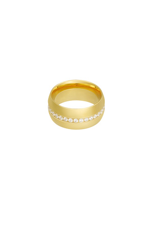 Ring breed met steentjes - goud h5 