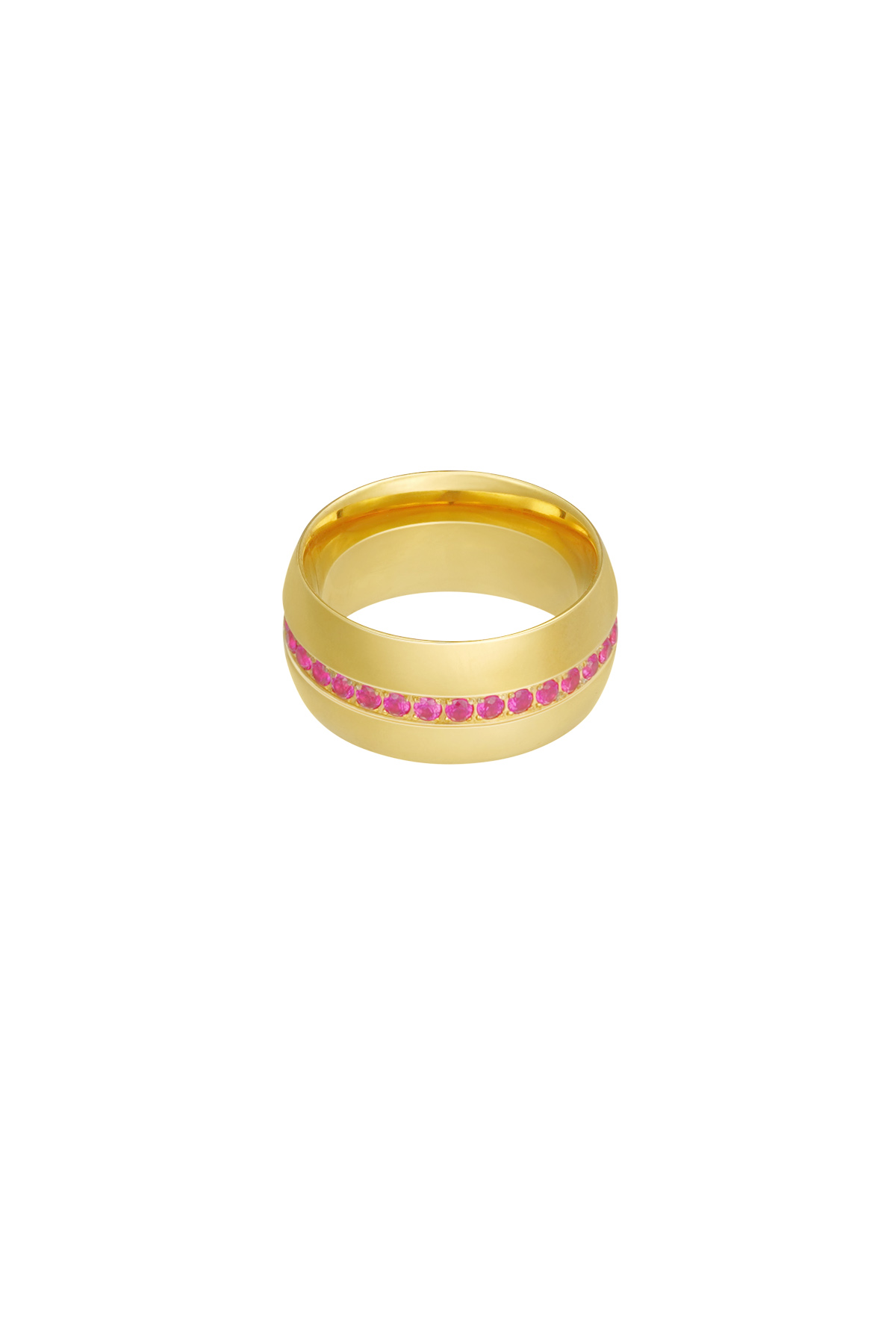 Ring breed met steentjes - roze