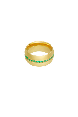 Ring breed met steentjes - groen h5 