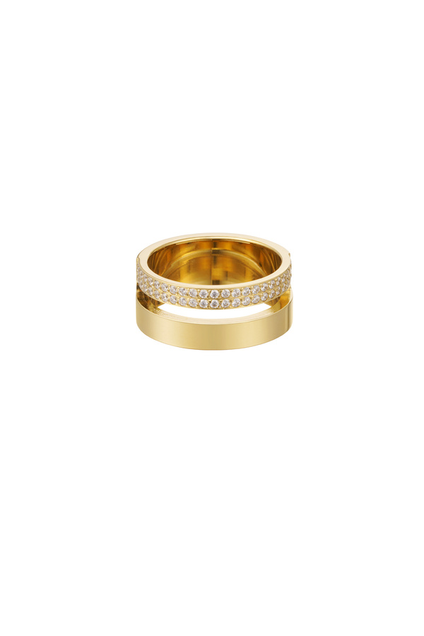 Ring double with stones - gold