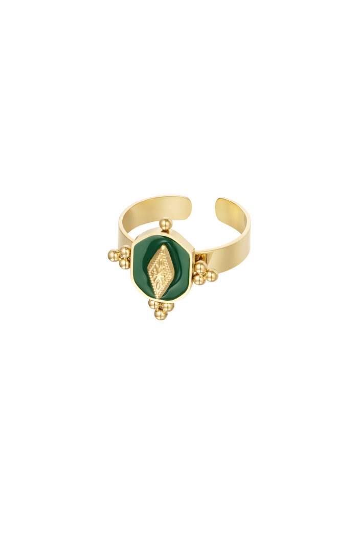 Ring im Vintage-Look farbig - gold/grün 