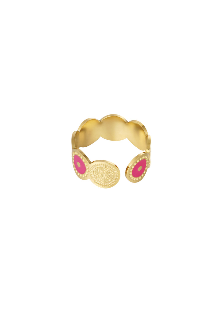 Ring rondjes met figuur - goud/fuchsia Afbeelding3
