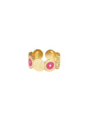 Ring circles with figure - gold/fuchsia h5 