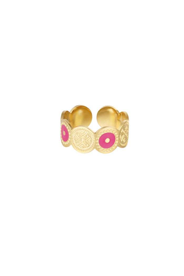 Ring circles with figure - gold/fuchsia 