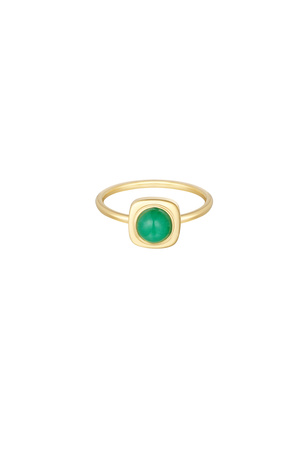 Ring kleurrijke dot - goud/groen h5 