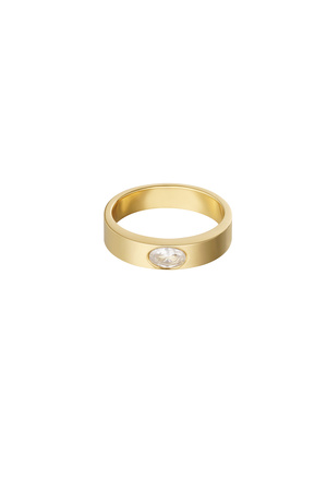 Ring basic met steentje - goud/wit h5 