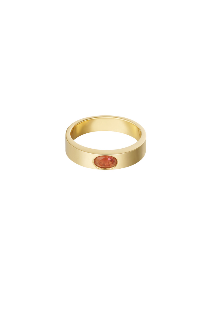 Ring Basic mit Stein - Gold/Fuchsia 
