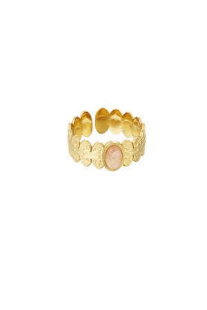 Ring leaves with stone - gold/beige h5 