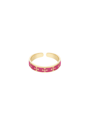 Ring kleurrijke print - goud/fuchsia h5 